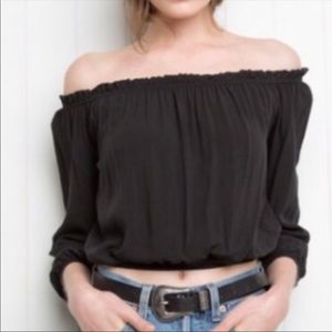 Brandy Melville black off shoulder long sleeve